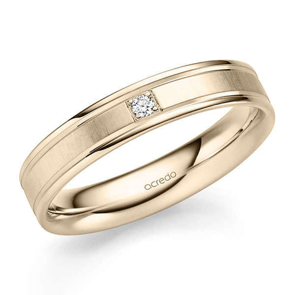 klassischer Trauring/Ehering in Signature Gold 750 mit zus. 0,03 ct. Brillant tw, si von acredo - S-1332-1