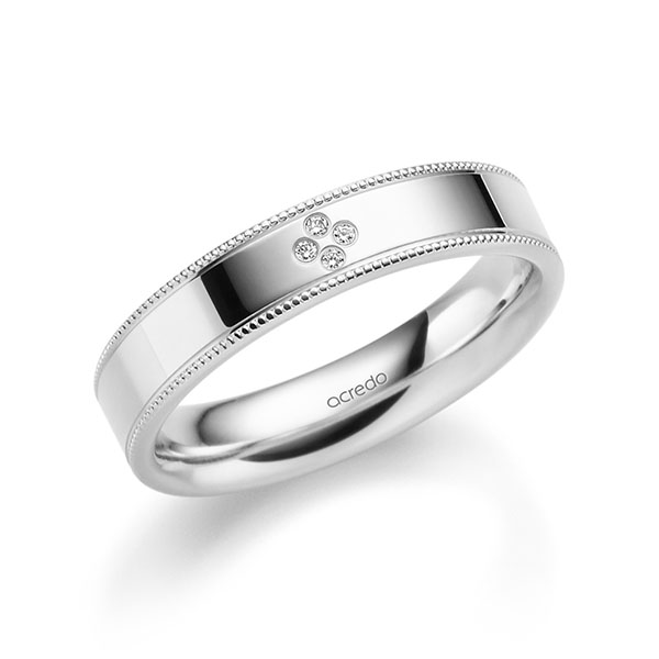 klassischer Trauring/Ehering in Weißgold 375 mit zus. 0,02 ct. Brillant tw, si von acredo - A-2347-12 klassischer Trauring/Ehering in Weißgold 375 mit zus. 0,02 ct. Brillant tw, si von acredo - A-2347-12
