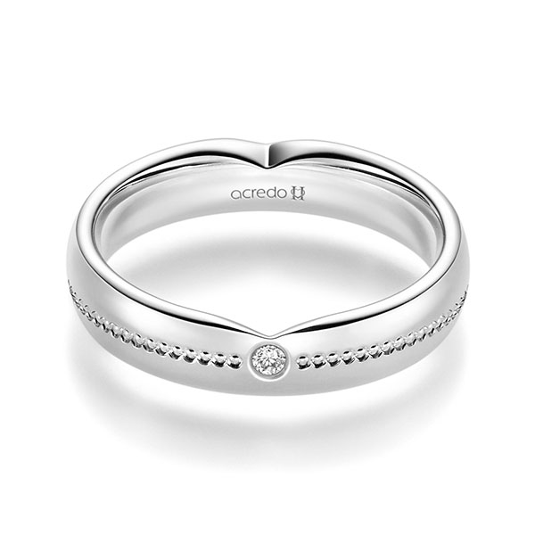 klassischer Trauring/Ehering in Weissgold 375 mit zus. 0,02 ct. Brillant tw, si von acredo - A-2393-12
