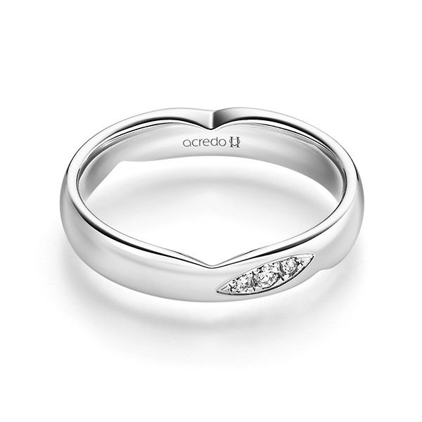 klassischer Trauring/Ehering in Weißgold 375 mit zus. 0,045 ct. Brillant tw, si von acredo - A-2254-7