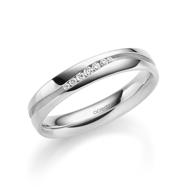 klassischer Trauring/Ehering in Weissgold 375 mit zus. 0,063 ct. Brillant tw, si von acredo - A-2345-12