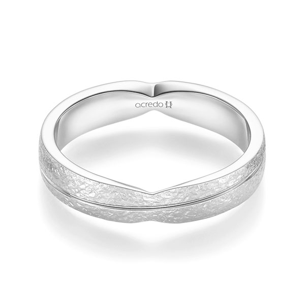 klassischer Trauring/Ehering in Weißgold 585 crushed Struktur von acredo