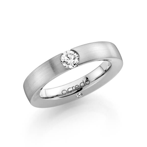 klassischer Trauring/Ehering in Weißgold 585 mit 0,3 ct. + zus. 0,03 ct. Brillant tw, si von acredo