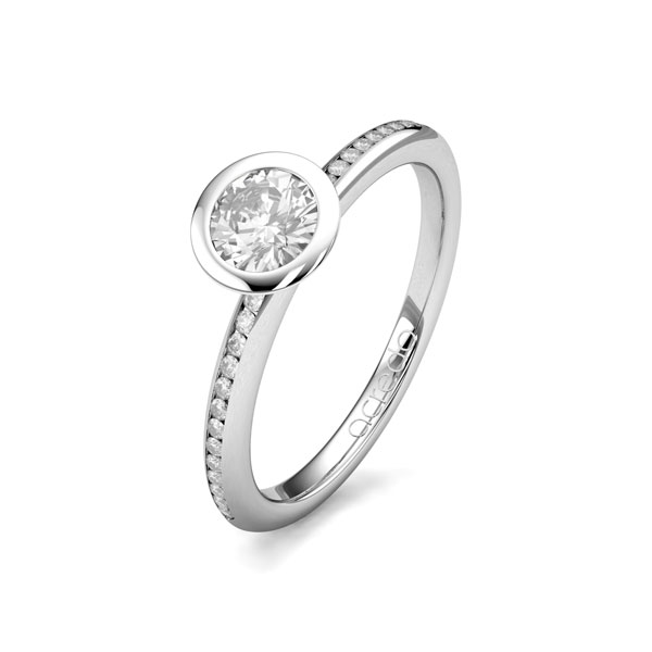 klassischer Trauring/Ehering in Weißgold 585 mit 0,4 ct. + zus. 0,13 ct. Brillant tw, si von acredo