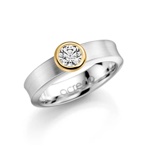 klassischer Trauring/Ehering in Weißgold 585 mit 0,5 ct. Brillant tw, si von acredo