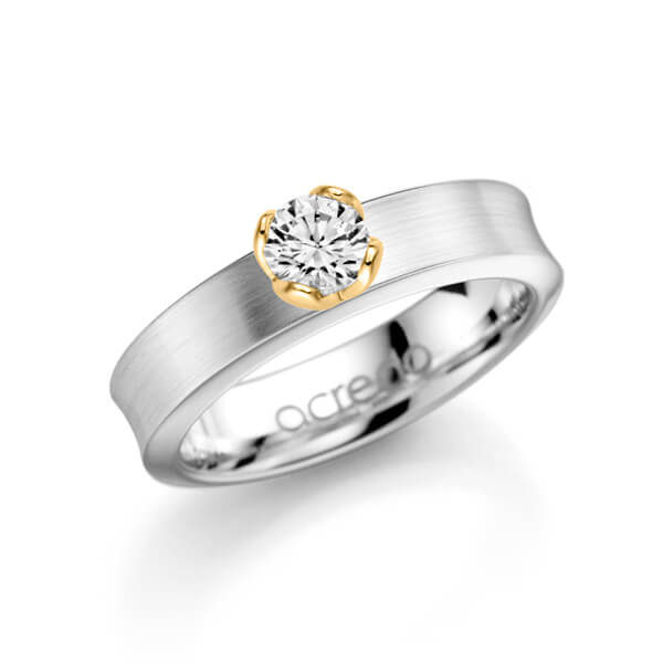 klassischer Trauring/Ehering in Weißgold 585 mit 0,5 ct. Brillant tw, si von acredo