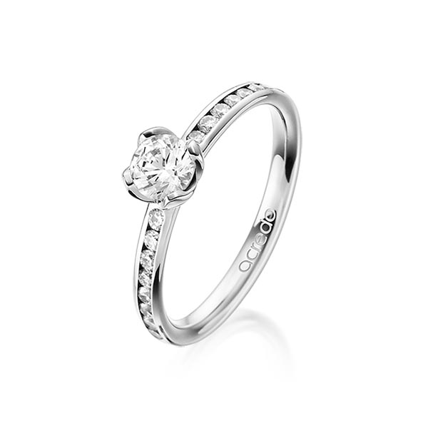 klassischer Trauring/Ehering in Weissgold 585 mit 0,5 ct. + zus. 0,32 ct. Brillant tw, si tw, vs von acredo