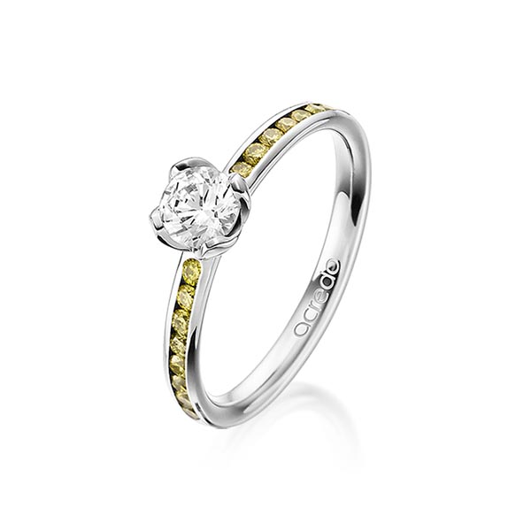 klassischer Trauring/Ehering in Weissgold 585 mit 0,5 ct. + zus. 0,32 ct. Brillant tw, vs gelb von acredo - A-1656-1