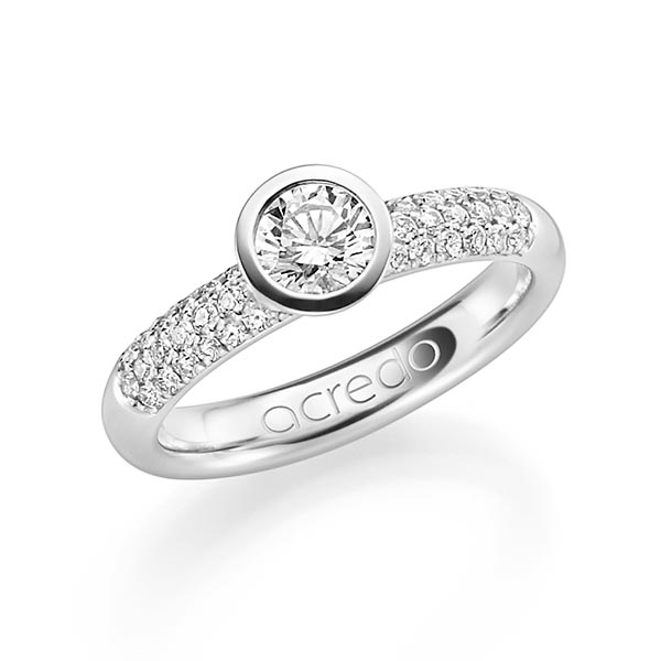 klassischer Trauring/Ehering in Weißgold 585 mit 0,5 ct. + zus. 0,36 ct. Brillant tw, si von acredo - A-1179-1