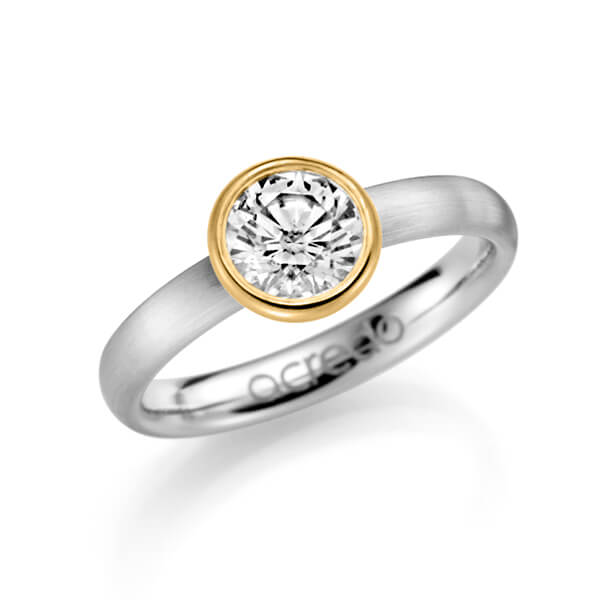 klassischer Trauring/Ehering in Weißgold 585 mit 1 ct. Brillant tw, si von acredo