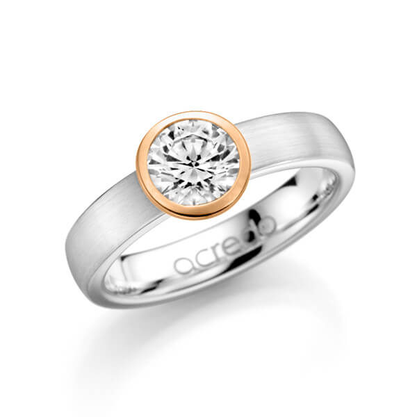 klassischer Trauring/Ehering in Weißgold 585 mit 1 ct. Brillant tw, si von acredo