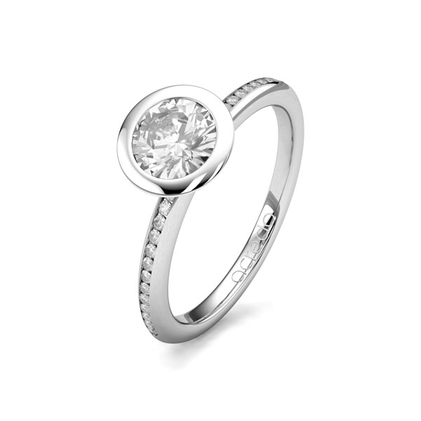 klassischer Trauring/Ehering in Weissgold 585 mit 1 ct. + zus. 0,13 ct. Brillant tw, si von acredo