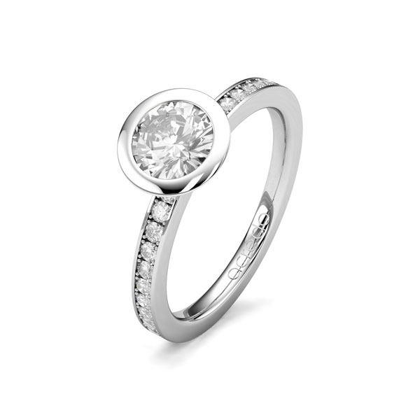 klassischer Trauring/Ehering in Weißgold 585 mit 1 ct. + zus. 0,2 ct. Brillant tw, si von acredo