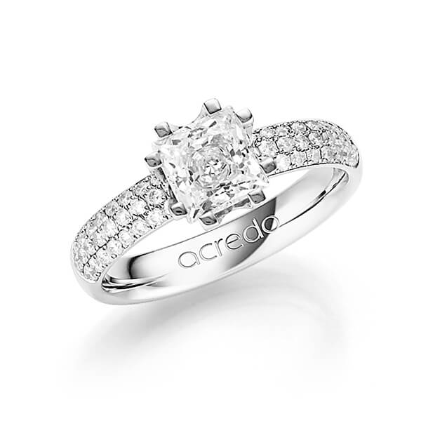klassischer Trauring/Ehering in Weissgold 585 mit 1 ct. + zus. 0,432 ct. Brillant & Prinzess-Diamant tw, si tw, vs von acredo - A-1249-10 klassischer Trauring/Ehering in Weissgold 585 mit 1 ct. + zus. 0,432 ct. Brillant & Prinzess-Diamant tw, si tw, vs von acredo - A-1249-10