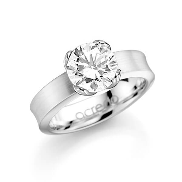 klassischer Trauring/Ehering in Weißgold 585 mit 2 ct. Brillant tw, si von acredo