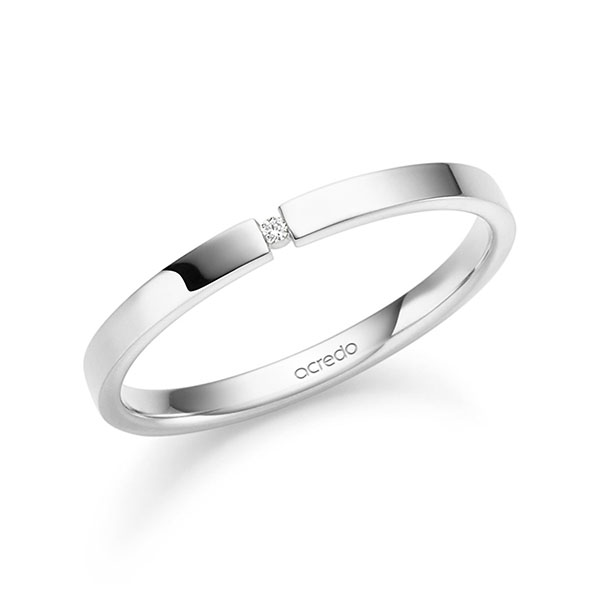 klassischer Trauring/Ehering in Weissgold 585 mit zus. 0,008 ct. Brillant tw, si von acredo