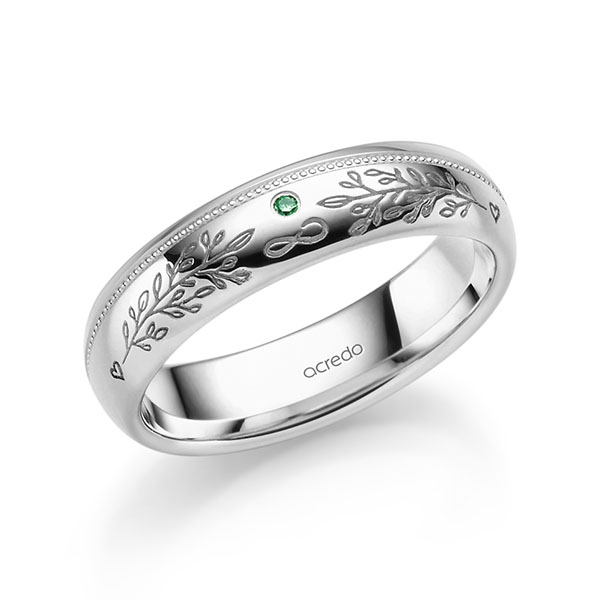 klassischer Trauring/Ehering in Weißgold 585 mit zus. 0,016 ct. Brillant von acredo