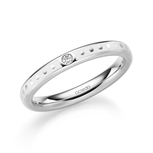 klassischer Trauring/Ehering in Weissgold 585 mit zus. 0,025 ct. Brillant tw, si von acredo