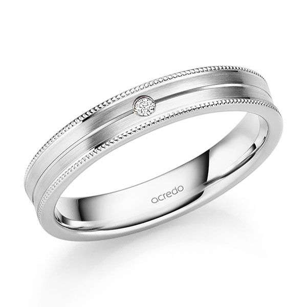 klassischer Trauring/Ehering in Weissgold 585 mit zus. 0,02 ct. Brillant tw, si von acredo - S-1313-6 klassischer Trauring/Ehering in Weissgold 585 mit zus. 0,02 ct. Brillant tw, si von acredo - S-1313-6