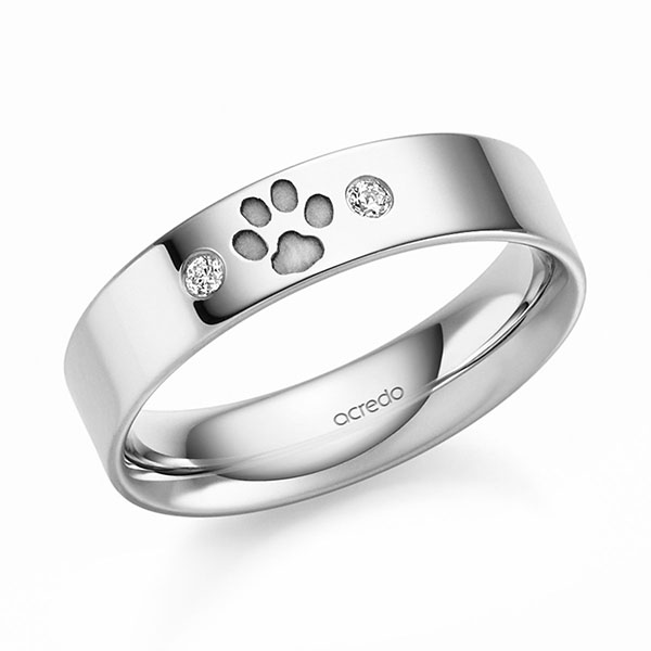 klassischer Trauring/Ehering in Weissgold 585 mit zus. 0,02 ct. Brillant tw, vs von acredo