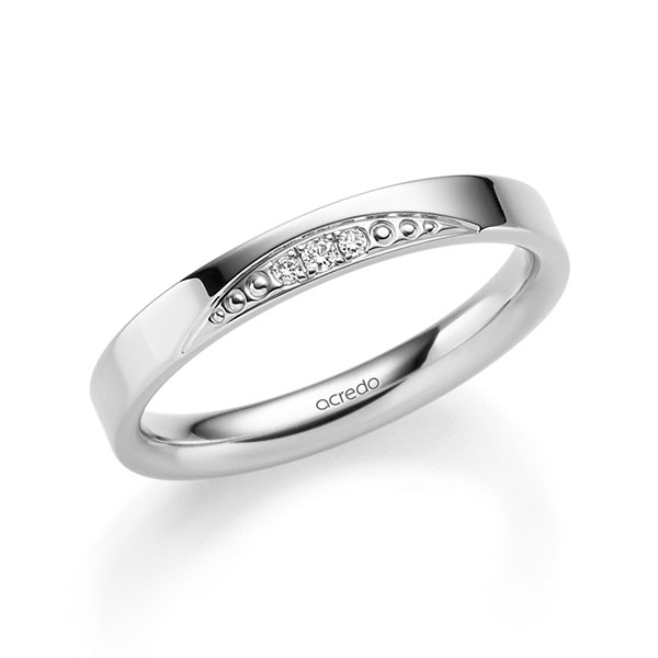 klassischer Trauring/Ehering in Weißgold 585 mit zus. 0,031 ct. Brillant tw, si von acredo