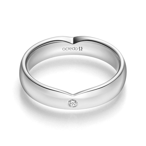 klassischer Trauring/Ehering in Weißgold 585 mit zus. 0,03 ct. Brillant tw, si von acredo