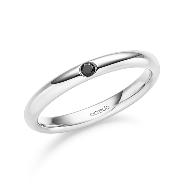klassischer Trauring/Ehering in Weissgold 585 mit zus. 0,04 ct. Brillant schwarz von acredo
