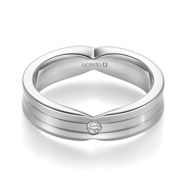 klassischer Trauring/Ehering in Weissgold 585 mit zus. 0,04 ct. Brillant tw, si von acredo - A-2362-21