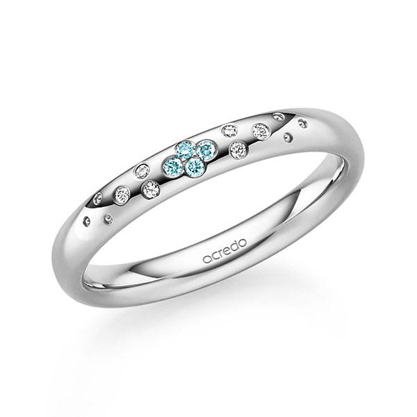 klassischer Trauring/Ehering in Weissgold 585 mit zus. 0,05 ct. Brillant iceblue tw, si von acredo