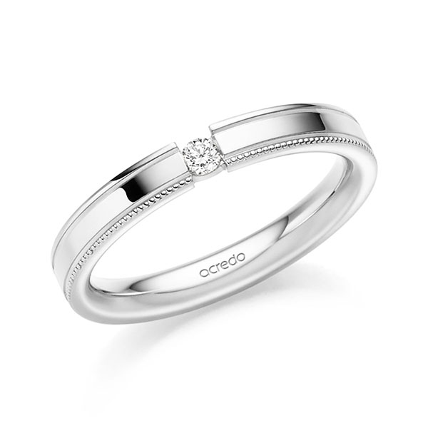 klassischer Trauring/Ehering in Weissgold 585 mit zus. 0,05 ct. Brillant tw, si von acredo