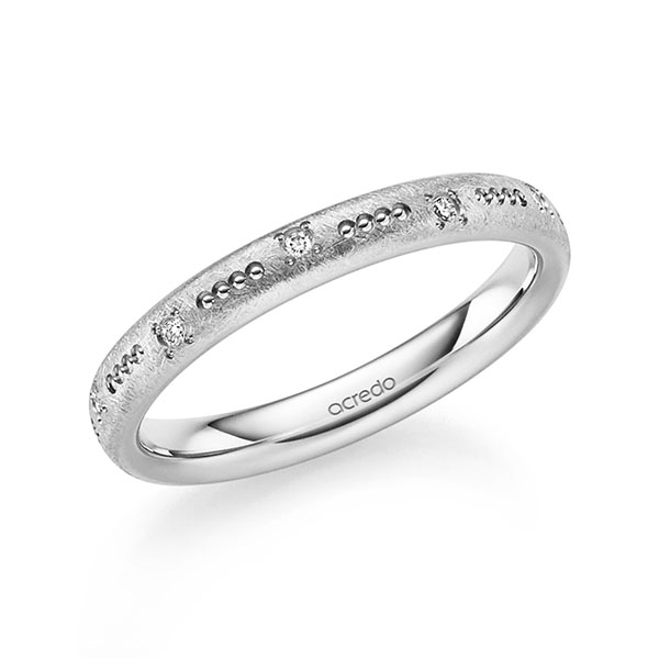 klassischer Trauring/Ehering in Weißgold 585 mit zus. 0,08 ct. Brillant tw, si von acredo