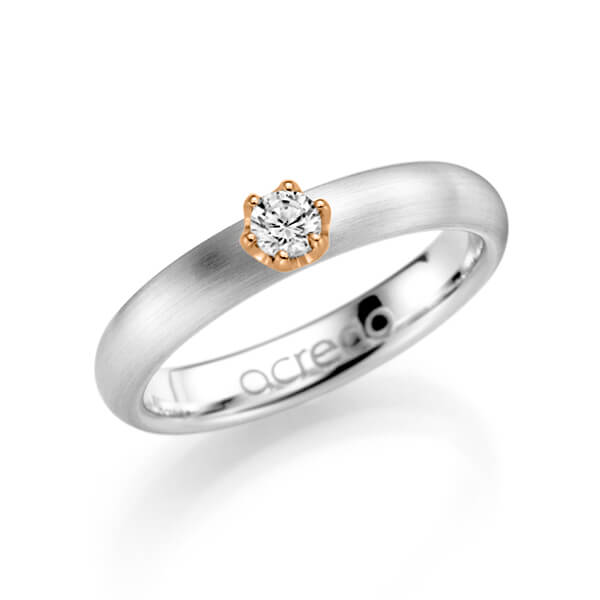 klassischer Trauring/Ehering in Weissgold 585 mit zus. 0,15 ct. Brillant tw, si von acredo