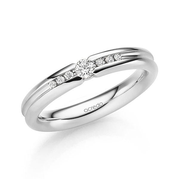 klassischer Trauring/Ehering in Weißgold 585 mit zus. 0,16 ct. Brillant tw, si von acredo klassischer Trauring/Ehering in Weißgold 585 mit zus. 0,16 ct. Brillant tw, si von acredo