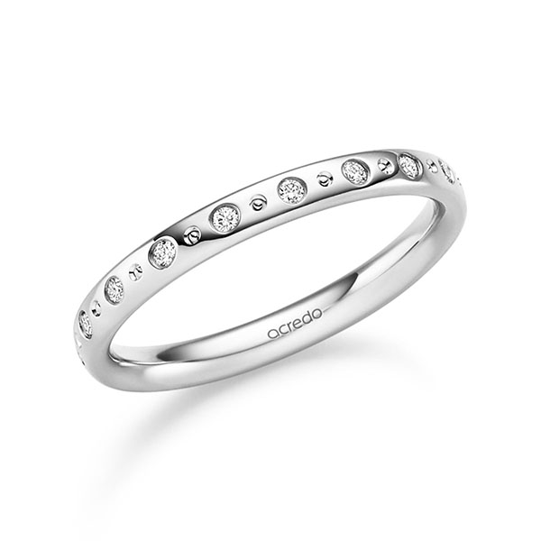 klassischer Trauring/Ehering in Weissgold 585 mit zus. 0,18 ct. Brillant tw, si von acredo