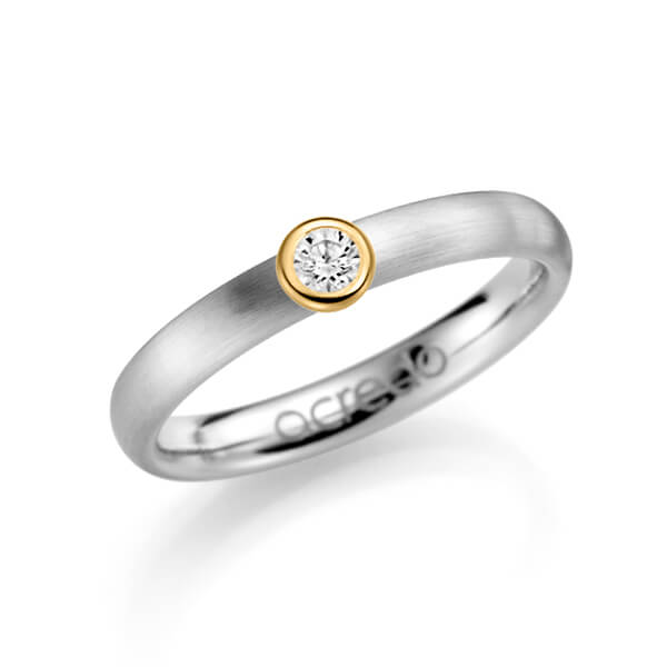klassischer Trauring/Ehering in Weißgold 585 mit zus. 0,1 ct. Brillant tw, si von acredo