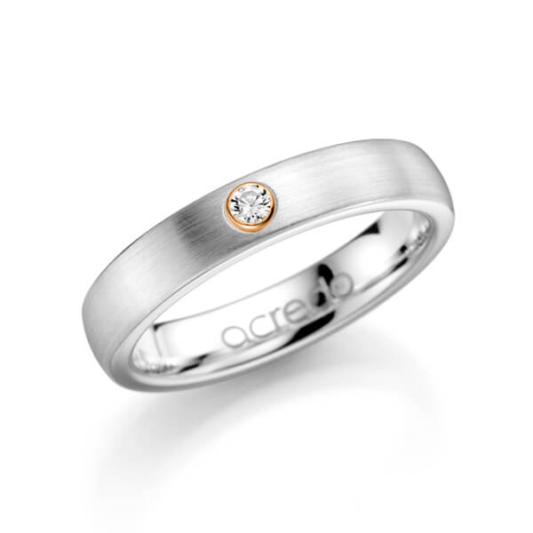 klassischer Trauring/Ehering in Weißgold 585 mit zus. 0,1 ct. Brillant tw, si von acredo