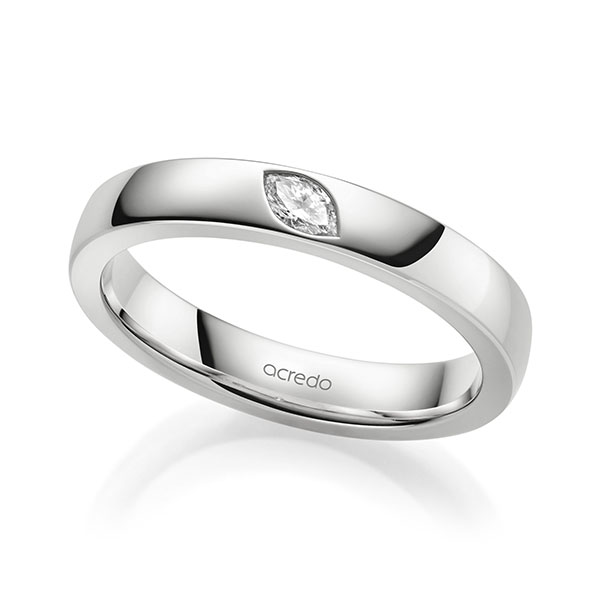 klassischer Trauring/Ehering in Weißgold 585 mit zus. 0,1 ct. tw, vs von acredo