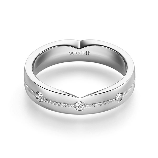 klassischer Trauring/Ehering in Weißgold 585 mit zus. 0,24 ct. Brillant tw, si von acredo