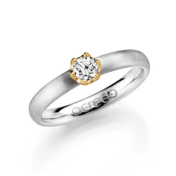 klassischer Trauring/Ehering in Weißgold 585 mit zus. 0,25 ct. Brillant tw, si von acredo