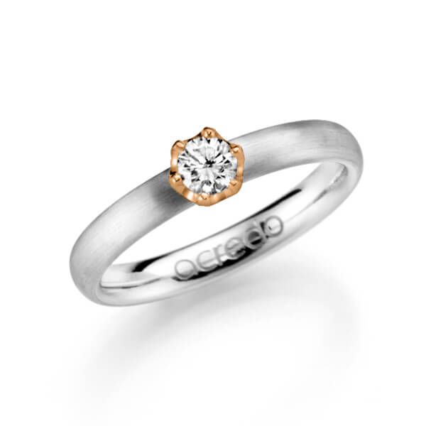 klassischer Trauring/Ehering in Weißgold 585 mit zus. 0,25 ct. Brillant tw, si von acredo - A-1128-4