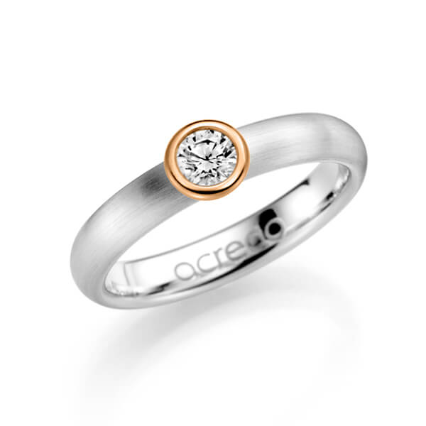 klassischer Trauring/Ehering in Weißgold 585 mit zus. 0,25 ct. Brillant tw, si von acredo