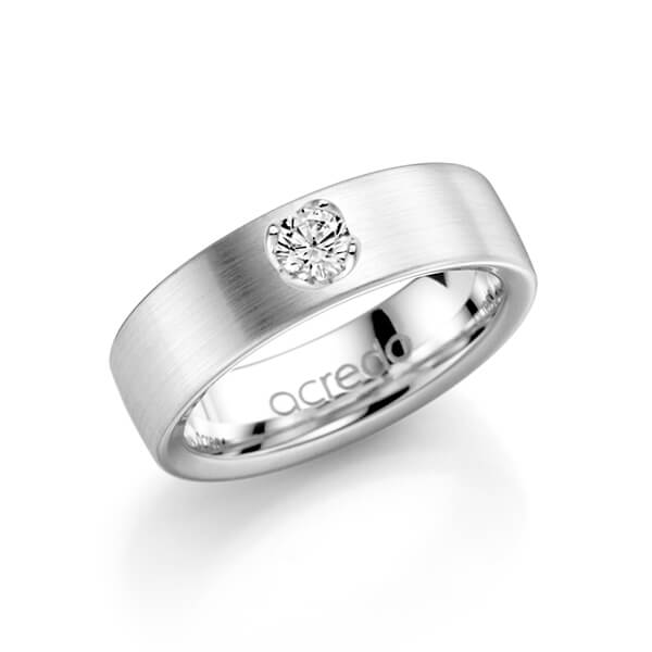 klassischer Trauring/Ehering in Weißgold 585 mit zus. 0,25 ct. Brillant tw, si von acredo - A-1138-1