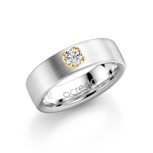 klassischer Trauring/Ehering in Weissgold 585 mit zus. 0,25 ct. Brillant tw, si von acredo