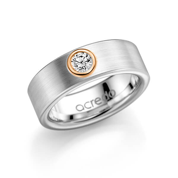 klassischer Trauring/Ehering in Weißgold 585 mit zus. 0,25 ct. Brillant tw, si von acredo