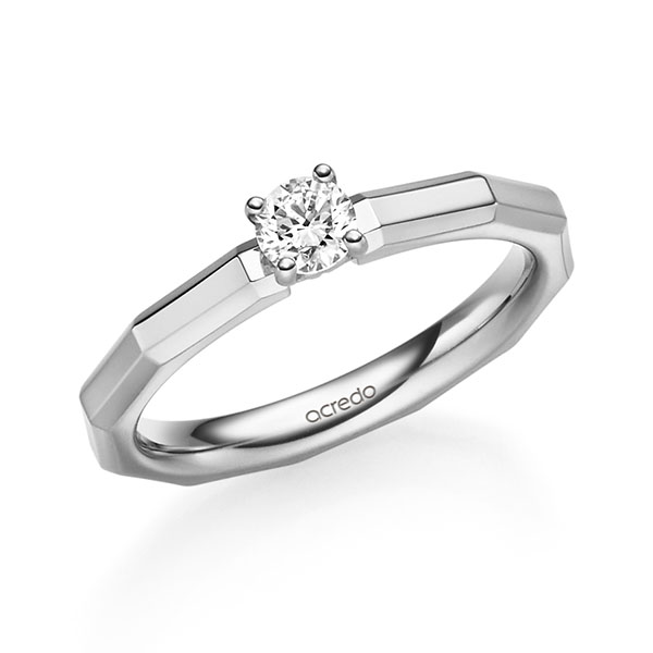 klassischer Trauring/Ehering in Weißgold 585 mit zus. 0,25 ct. Brillant tw, vs von acredo