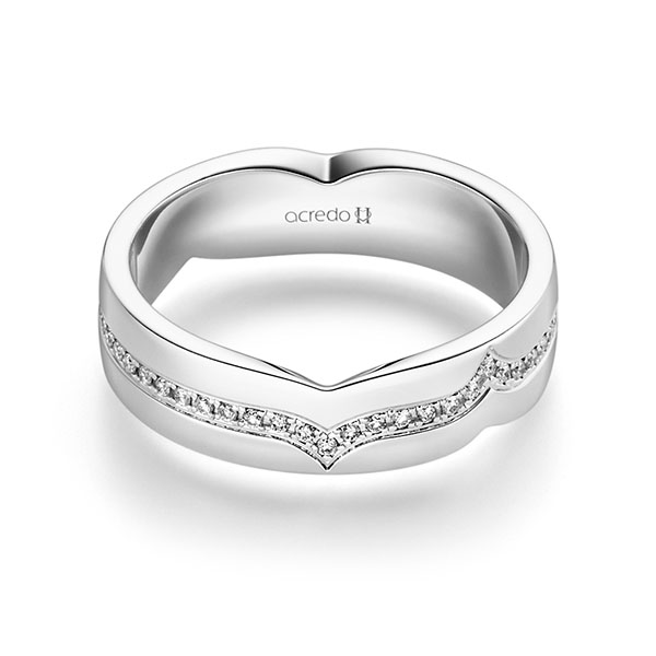 klassischer Trauring/Ehering in Weißgold 585 mit zus. 0,27 ct. Brillant tw, si von acredo - A-2255-7