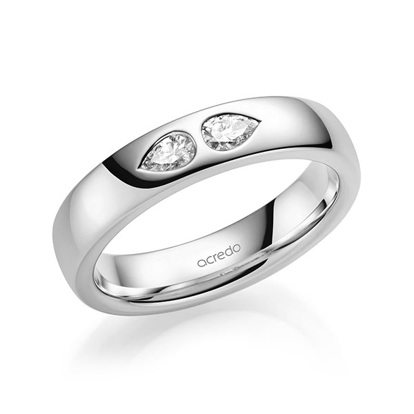 klassischer Trauring/Ehering in Weißgold 585 mit zus. 0,2 ct. tw, vs von acredo