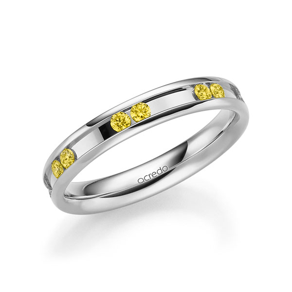 klassischer Trauring/Ehering in Weißgold 585 mit zus. 0,42 ct. Brillant gelb von acredo