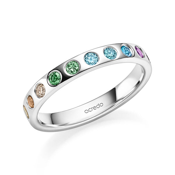 klassischer Trauring/Ehering in Weißgold 585 mit zus. 0,48 ct. Brillant Apple Green Orange cognac gelb oceanblue Red Cherry iceblue skyblue von acredo - S-1396-1 klassischer Trauring/Ehering in Weißgold 585 mit zus. 0,48 ct. Brillant Apple Green Orange cognac gelb oceanblue Red Cherry iceblue skyblue von acredo - S-1396-1