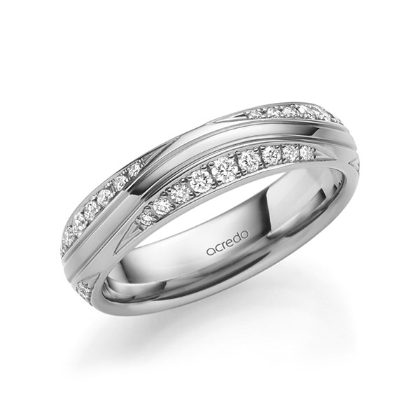 klassischer Trauring/Ehering in Weißgold 585 mit zus. 0,576 ct. Brillant tw, si von acredo - A-1710-15